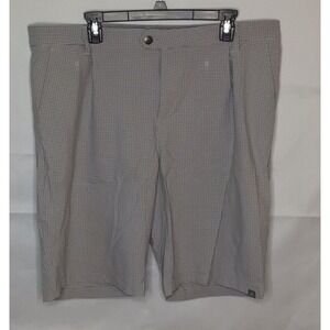 Adidas Mens Golf Shorts Size 38 Grey Gingham Performance Stretch Flat Front